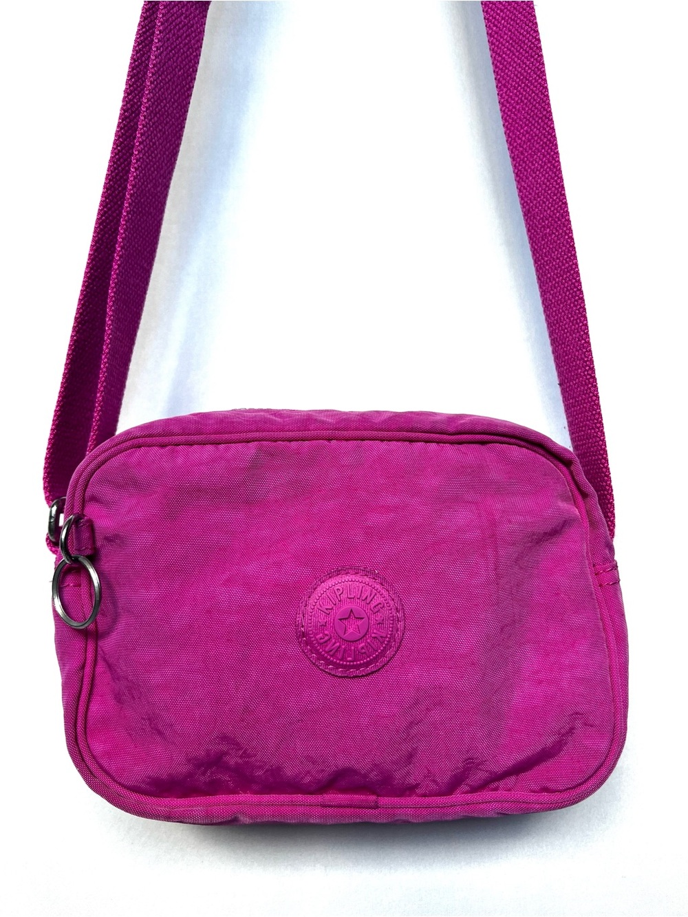 Kipling Pink Nylon Crossbody Bag Small Zip Shoulder Travel Purse
